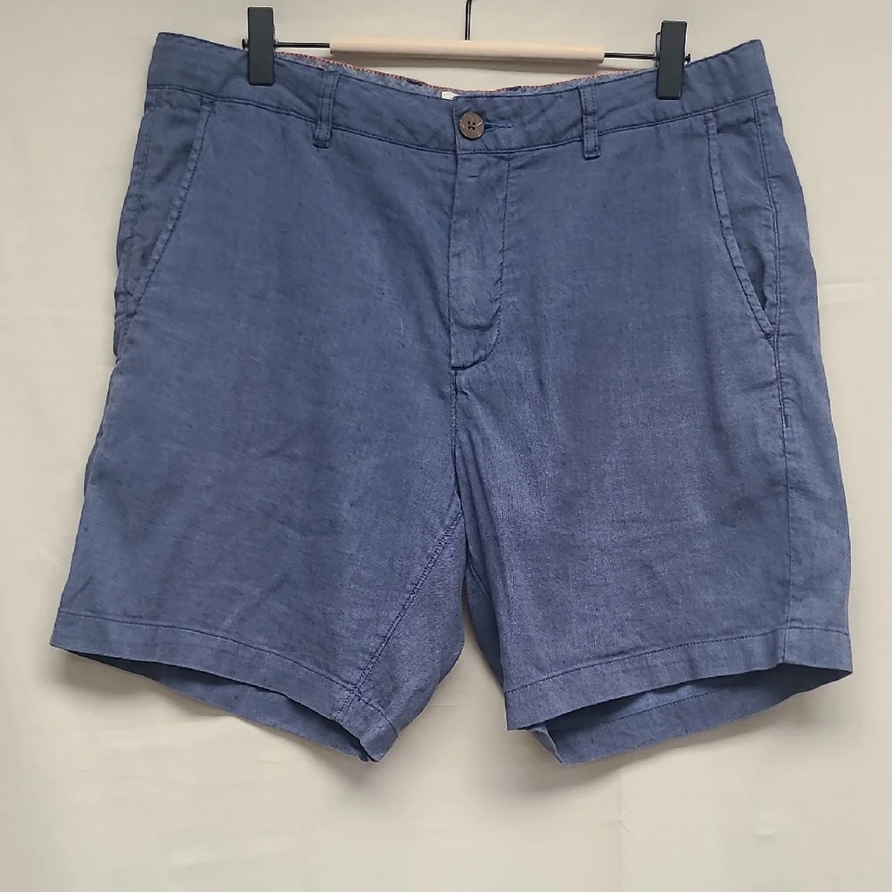 Faherty Tradewinds Linen Blend Shorts - Blue - Size 32